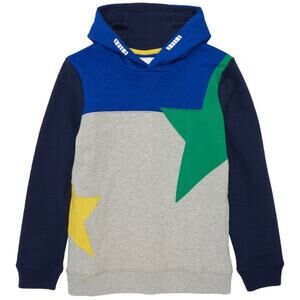 NWT Boden Boys Colorblock Star Hoodie Sweatshirt Blue Gray Green Size 2-3Y
